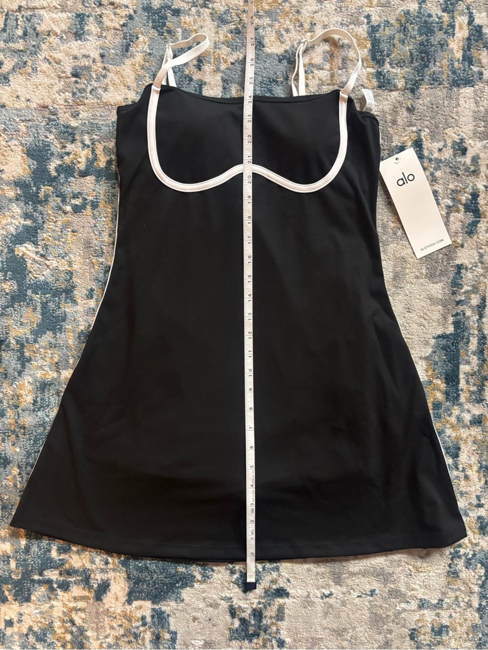 ALO Yoga Black Mini Dress with White Piping - Picture 5 of 8
